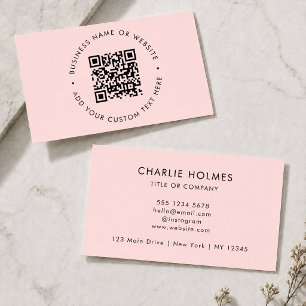Tarjeta De Visita Código QR Moderna rosa Rubor Minimalista