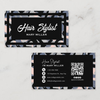 Tarjeta De Visita Código QR moderno abstracto azul y rosa para estil