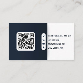 Tarjeta De Visita Código QR moderno azul y blanco