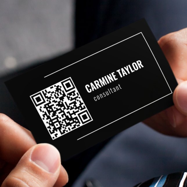 Tarjeta De Visita Código QR Moderno Blanco y Negro (Subido por el creador)