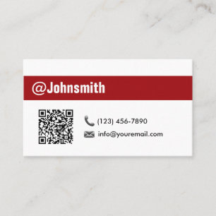 Tarjeta De Visita Código QR moderno con bandas rojas profesional