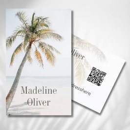 Tarjeta De Visita Código QR moderno de árbol de palmas tropical