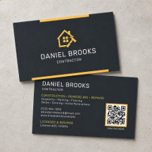 Código QR moderno de contratista en negro y dorado