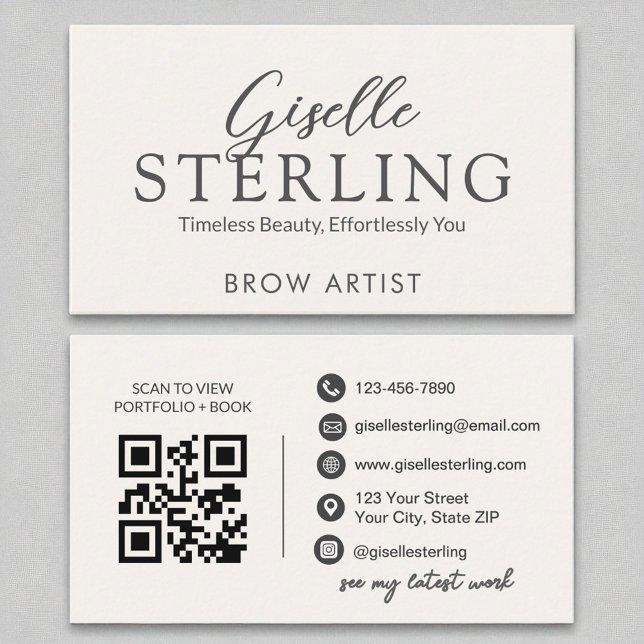 Tarjeta De Visita Código QR moderno de escritura blanca de artista d (Subido por el creador)