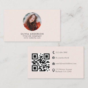 Tarjeta De Visita Código QR moderno de foto profesional rosa de Rubo