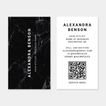 Código QR moderno de mármol blanco y negro