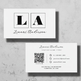 Tarjeta De Visita Código QR moderno de monograma en negrita