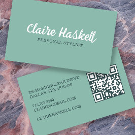 Tarjeta De Visita Código QR moderno de verano suave estilo de escrit