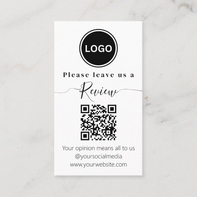 Tarjeta De Visita Código QR moderno | Déjanos una reseña (Anverso)