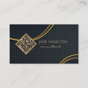Tarjeta De Visita Código QR Moderno Dorado
