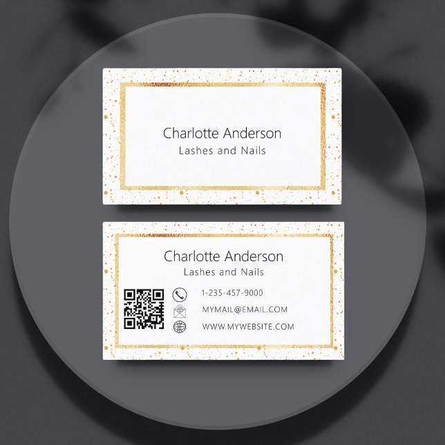 Tarjeta De Visita Código QR moderno elegante en oro blanco (Subido por el creador)
