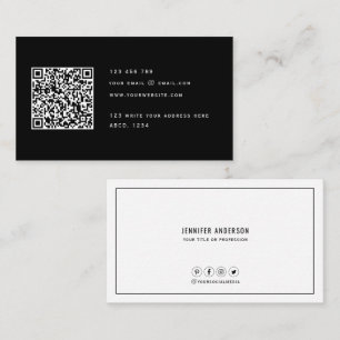 Tarjeta De Visita Código QR Moderno Elegante Minimalista Limpiar Si
