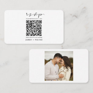 Tarjeta De Visita Código QR moderno escaneable de respuesta de boda 
