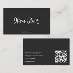 Tarjeta De Visita Código QR moderno minimalista en caligrafía suave 