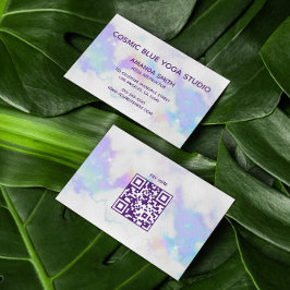 Tarjeta De Visita Código QR moderno Minimalista Holo Marble Glam