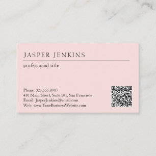 Tarjeta De Visita Código QR moderno minimo profesional simple rosa