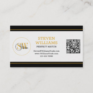 Tarjeta De Visita Código QR moderno, nombre monogramado / firma