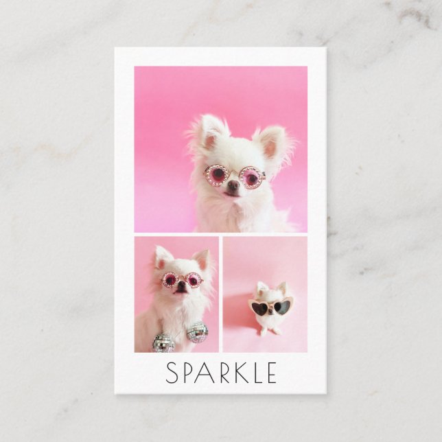 Tarjeta De Visita Código QR moderno personalizado de 4 Collages de f (Anverso)