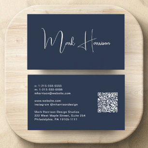 Tarjeta De Visita Código QR moderno profesional azul