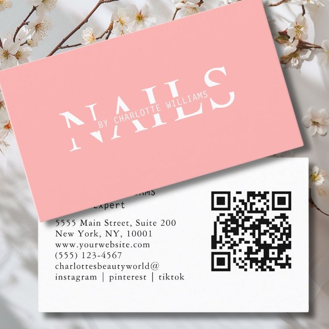 Tarjeta De Visita Código QR moderno, rosa (Modern, Pink, QR Code Business Card
Modern, Pink, QR Code Business Card. Perfect for Beauty, Nails, )
