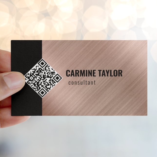 Tarjeta De Visita Código QR Moderno Rosa Dorado (Subido por el creador)
