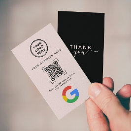 Tarjeta De Visita Código QR Moderno Rosa Suave Reseña de Google