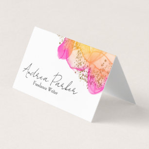 Tarjeta De Visita Código QR moderno simple de tinta rosa personaliza