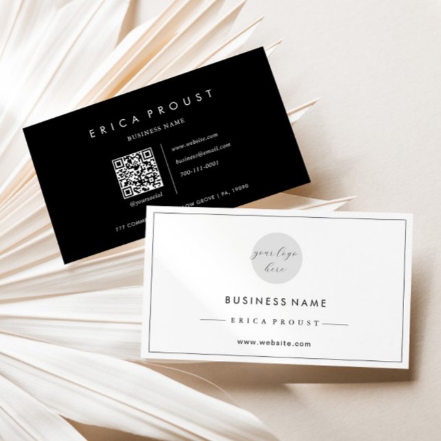 Tarjeta De Visita Código Qr moderno simple y negro y blanco (Subido por el creador)