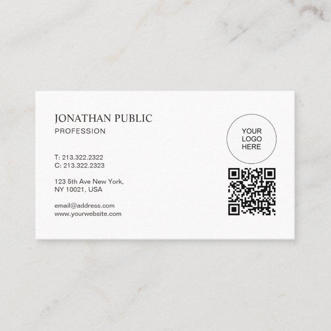 Tarjeta De Visita Código QR Moderno Sube Tu Logo Profesional (Anverso)