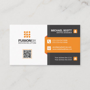 Tarjeta De Visita Código QR moderno y elegante - naranja