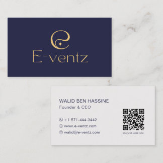 Tarjeta De Visita Código QR moderno y logotipo de empresa & Azul mar