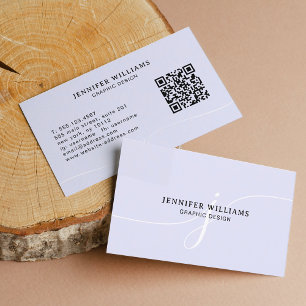 Tarjeta De Visita Código QR monograma elegante con guión de lavanda