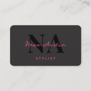 Tarjeta De Visita Código QR Monograma Luxe Tendencia Estética Rosa C