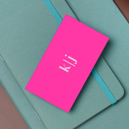 Tarjeta De Visita Código QR monograma moderno simple de rosa calient