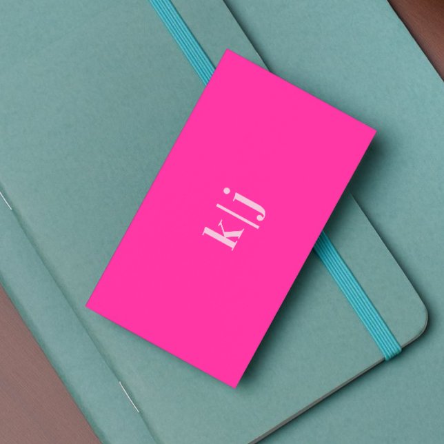 Tarjeta De Visita Código QR monograma moderno simple de rosa calient (Subido por el creador)