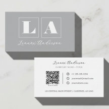 Código QR Monograma Negrita Gris
