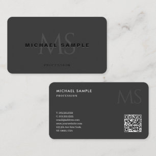Tarjeta De Visita Código QR Monograma Plantilla inicial Elegante Neg