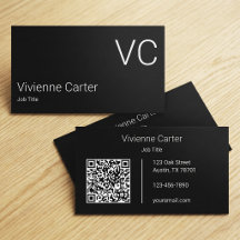 Código QR Monograma Simple Negro Blanco Minimalist