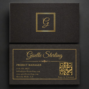 Tarjeta De Visita Código QR Monogramado de Gerente de Proyectos