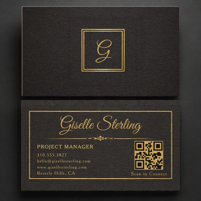Tarjeta De Visita Código QR Monogramado de Gerente de Proyectos (Subido por el creador)