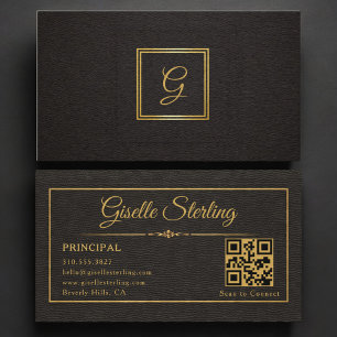 Tarjeta De Visita Código QR Monogramado del Director