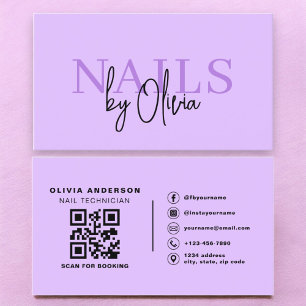 Tarjeta De Visita Código QR morado tipografía de artista especialist