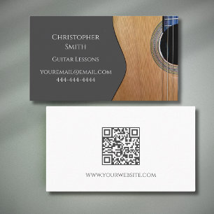 Tarjeta De Visita Código QR Música Lecciones Guitarra Profesional Mú