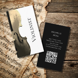 Tarjeta De Visita Código QR Musical Minimalista de Violin Performer