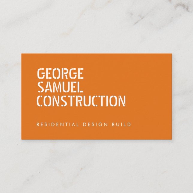 Tarjeta De Visita Código QR naranja de construcción moldeada en negr (Anverso)