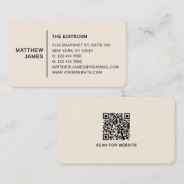 Tarjeta De Visita Código QR Naranja Pastel Dorado Minimalista Modern