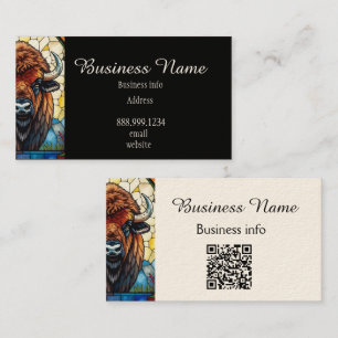 Tarjeta De Visita Código QR Negrita Bisonte Búfalo Animal Naturaleza