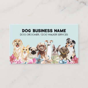 Tarjeta De Visita Código QR Negro Azul Grooming de perros