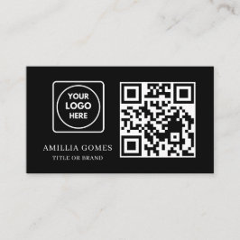 Tarjeta De Visita Código QR negro | Contacto personalizado moderno m