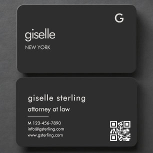 Tarjeta De Visita Código QR negro de abogado